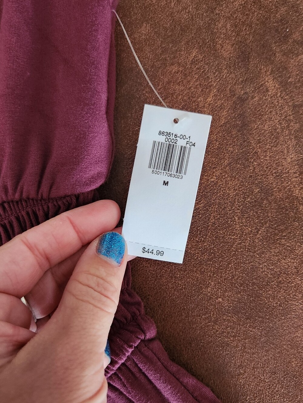 Old Navy Maroon V-Neck Smocked Waist Jumpsuit - Picture 6 of 8